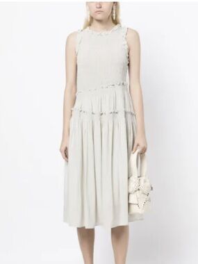 Farfetch B+AB light grey Sleeveless Smocked Tiered Maxi dress